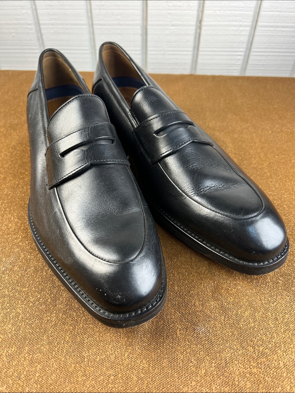Johnston & Murphy Black Leather Penny Loafers